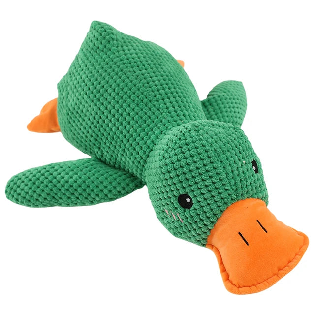 Large green Calming Duck plush toy for dogs